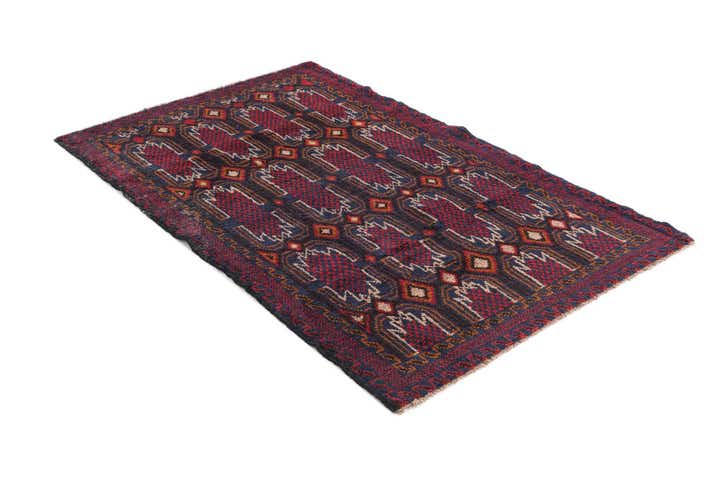 3' x 4' 7 Hand Knotted Balouch Persian Wool Rug