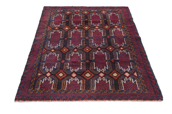 3' x 4' 7 Hand Knotted Balouch Persian Wool Rug