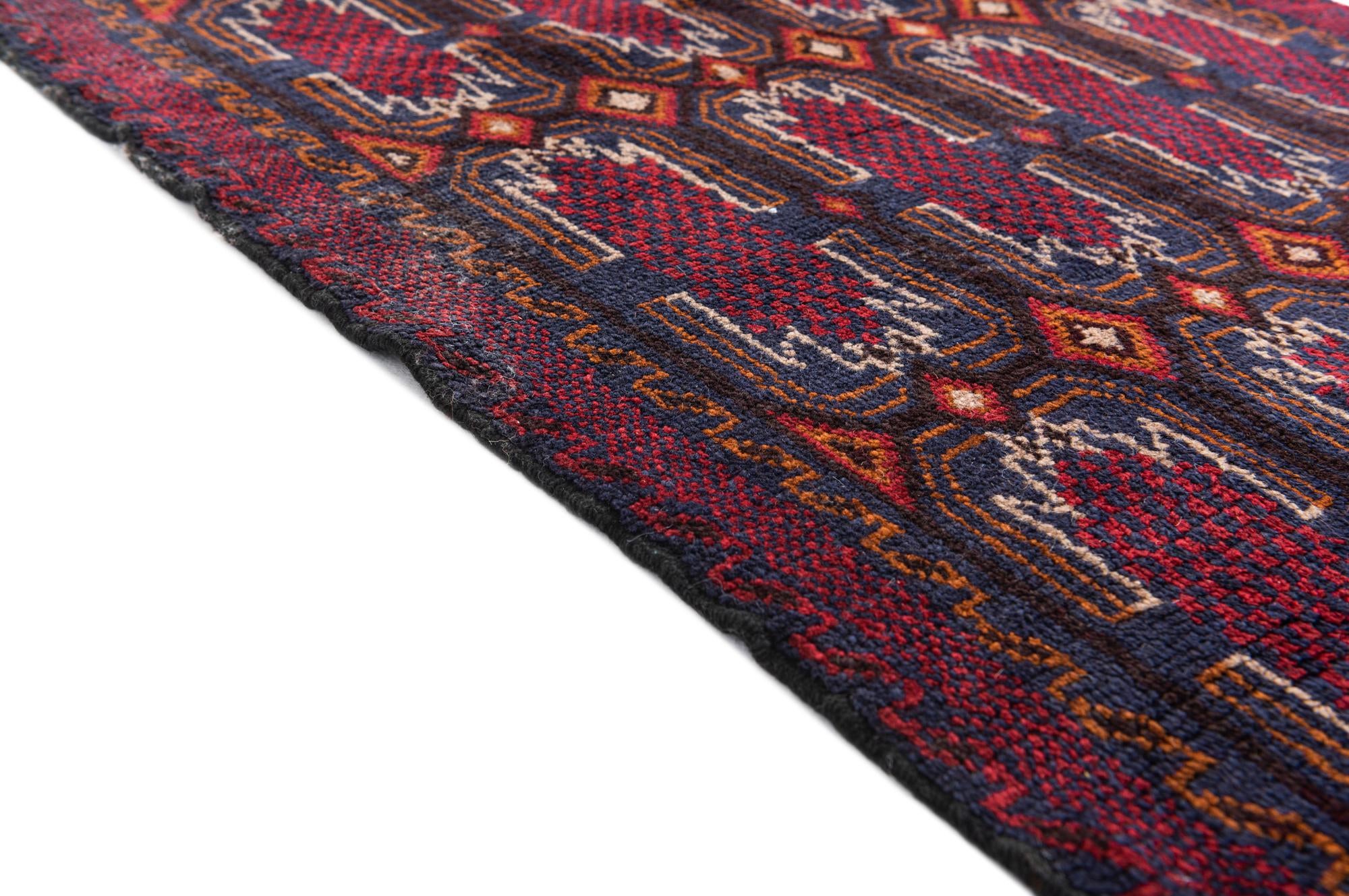 3' x 4' 7 Hand Knotted Balouch Persian Wool Rug
