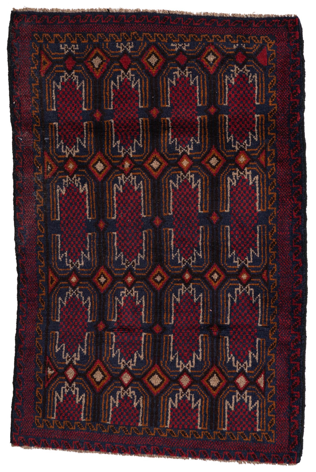 3' x 4' 7 Hand Knotted Balouch Persian Wool Rug
