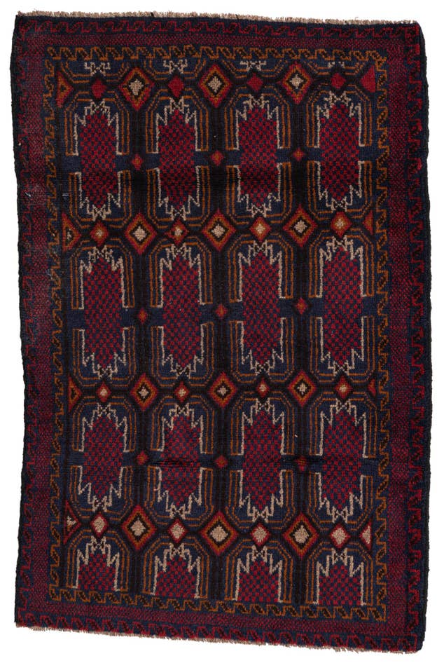 Detail image of 3' x 4' 7 Hand Knotted Balouch Persian Wool Rug
