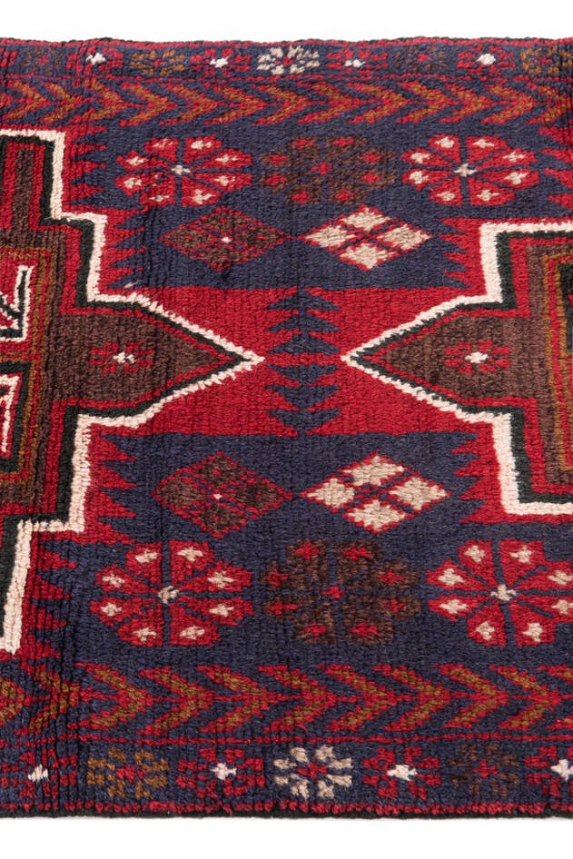 Detail image of 2' 10 x 4' 6 Hand Knotted Balouch Persian Wool Rug