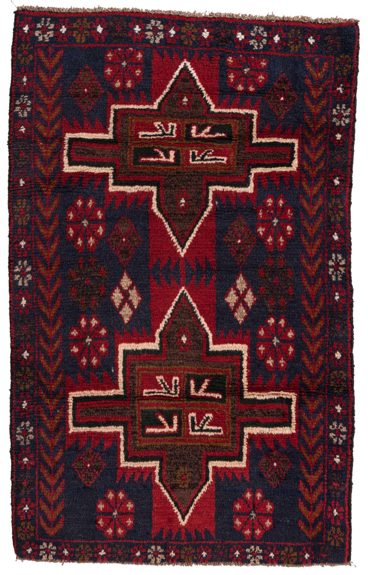 2' 10 x 4' 6 Hand Knotted Balouch Persian Wool Rug