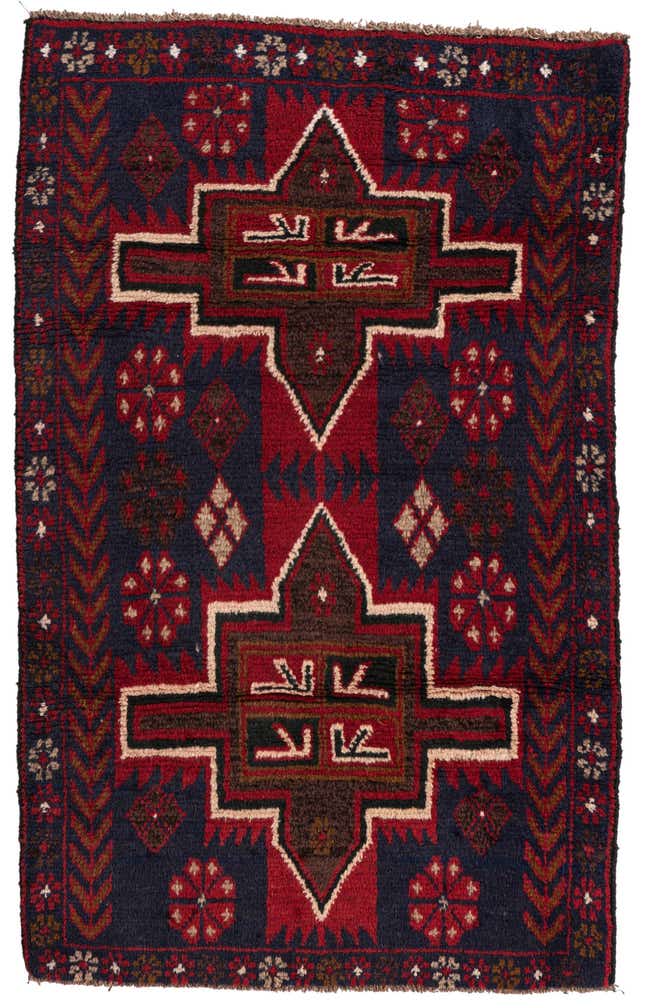2' 10 x 4' 6 Hand Knotted Balouch Persian Wool Rug