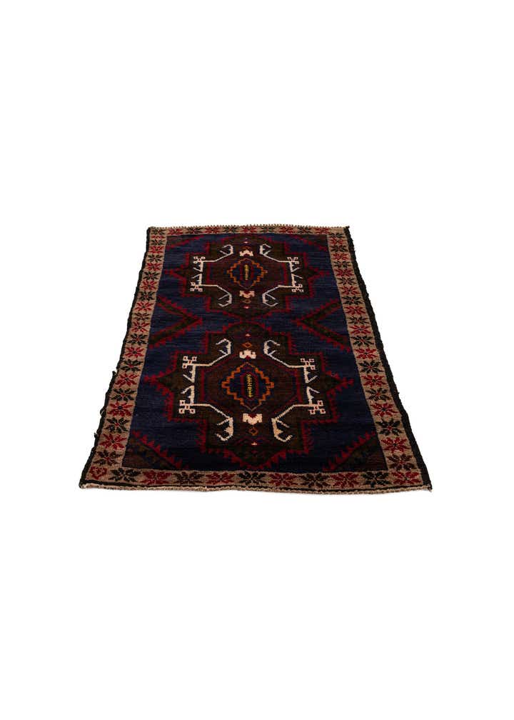 2' 9 x 4' 10 Hand Knotted Balouch Persian Wool Rug