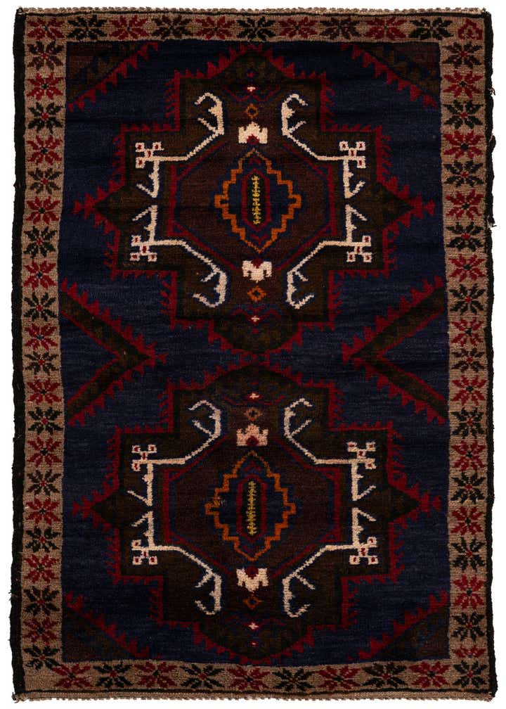 2' 9 x 4' 10 Hand Knotted Balouch Persian Wool Rug