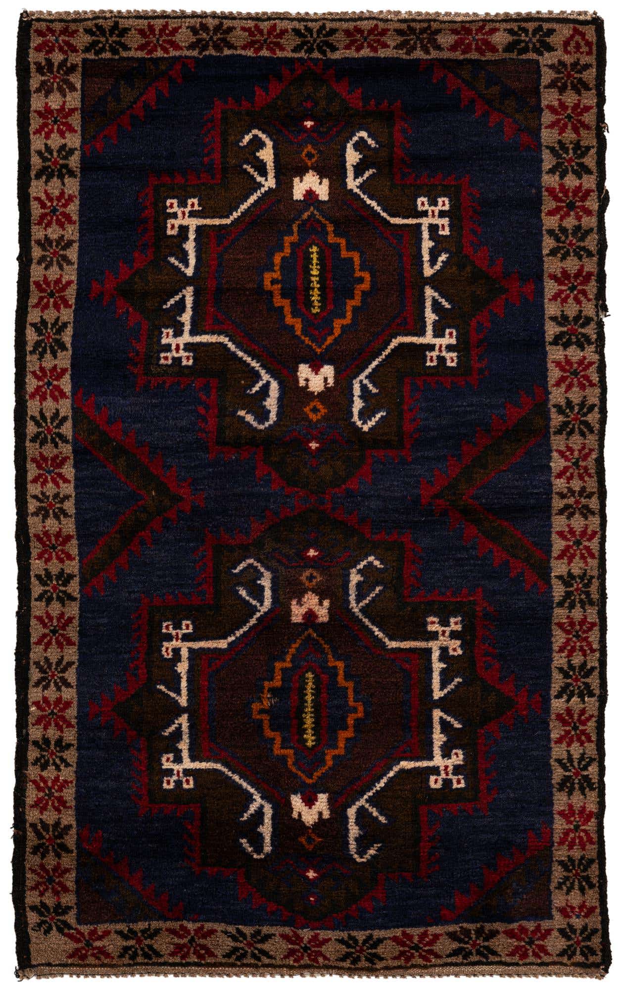 2' 9 x 4' 10 Hand Knotted Balouch Persian Wool Rug
