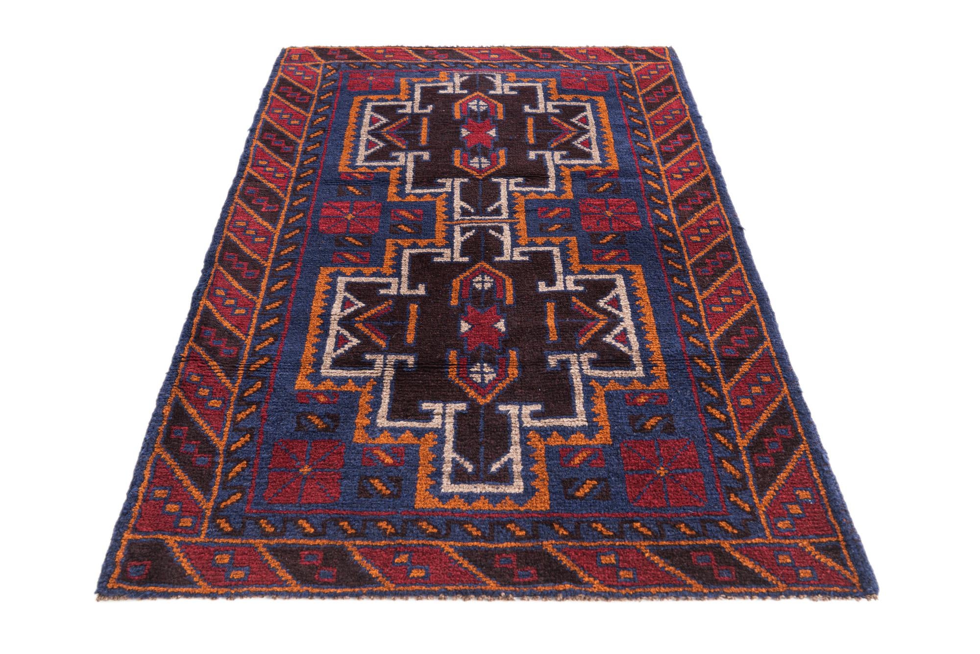 85cm x 140cm anudado a mano Balouch Alfombra Persa Lana