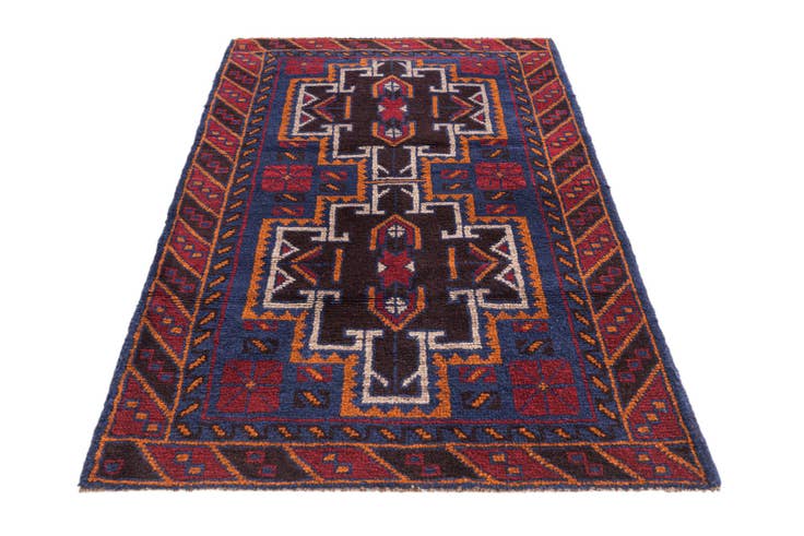Detail image of 85cm x 140cm anudado a mano Balouch Alfombra Persa Lana