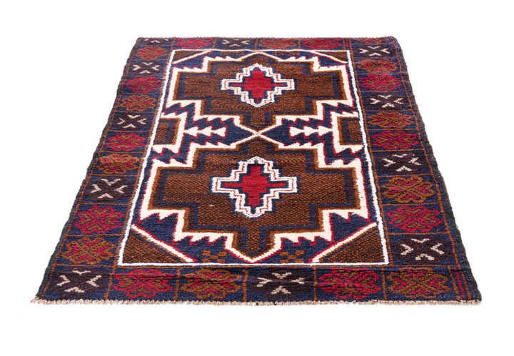 3' x 4' 10 Hand Knotted Balouch Persian Wool Rug