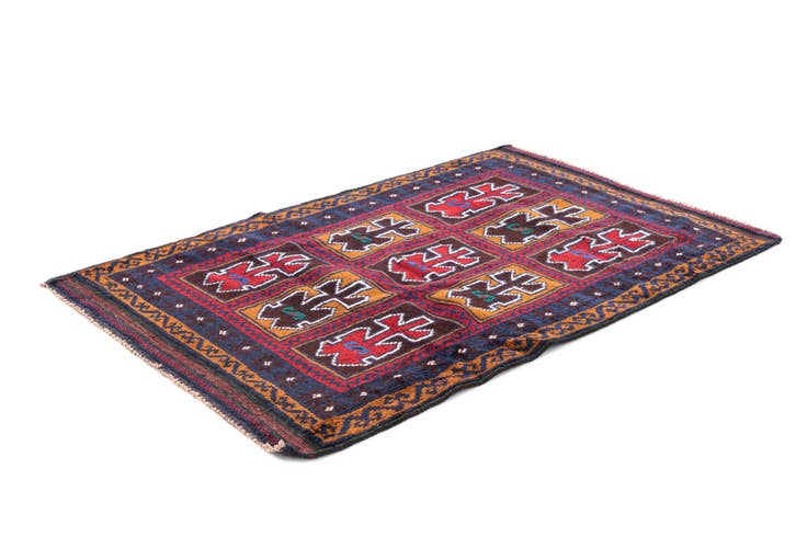 Detail image of 3' 2 x 4' 7 Hand Knotted Balouch Persian Wool Rug