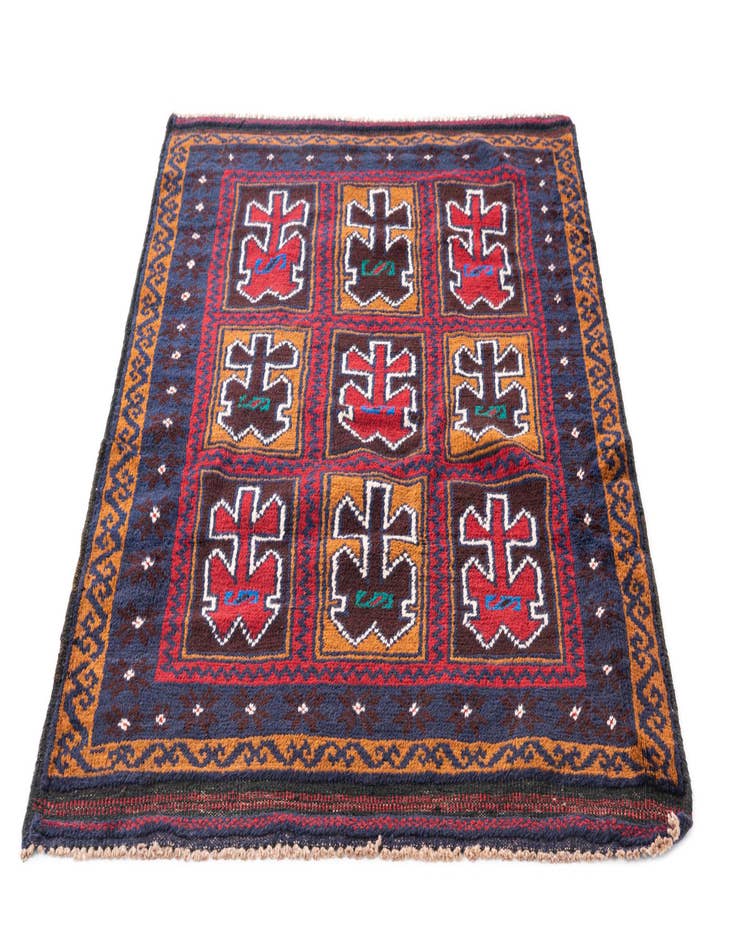 Detail image of 3' 2 x 4' 7  Hand Knotted Balouch Persian Wool Rug