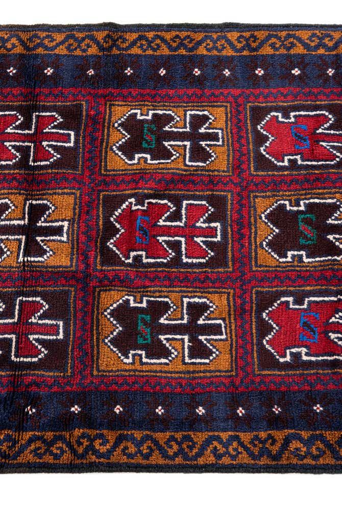 3' 2 x 4' 7 Hand Knotted Balouch Persian Wool Rug