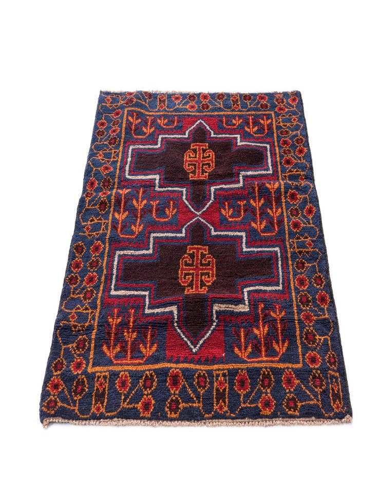 Detail image of 3' x 4' 3 Hand Knotted Balouch Persian Wool Rug