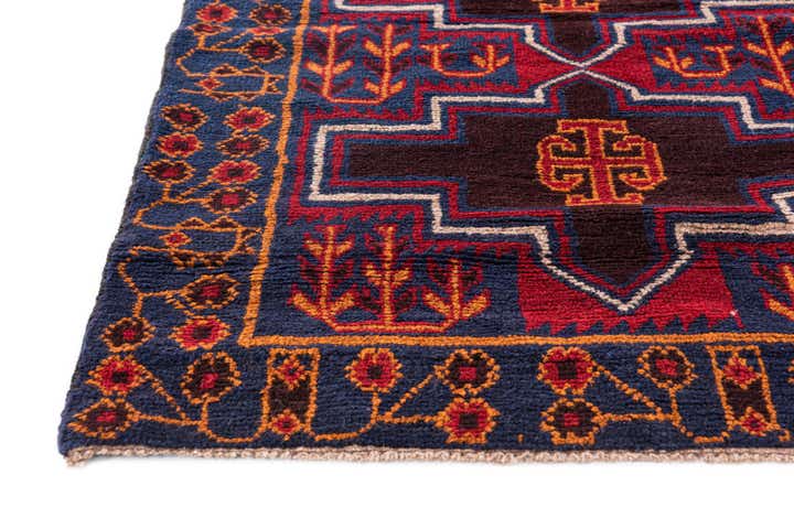 3' x 4' 3 Hand Knotted Balouch Persian Wool Rug
