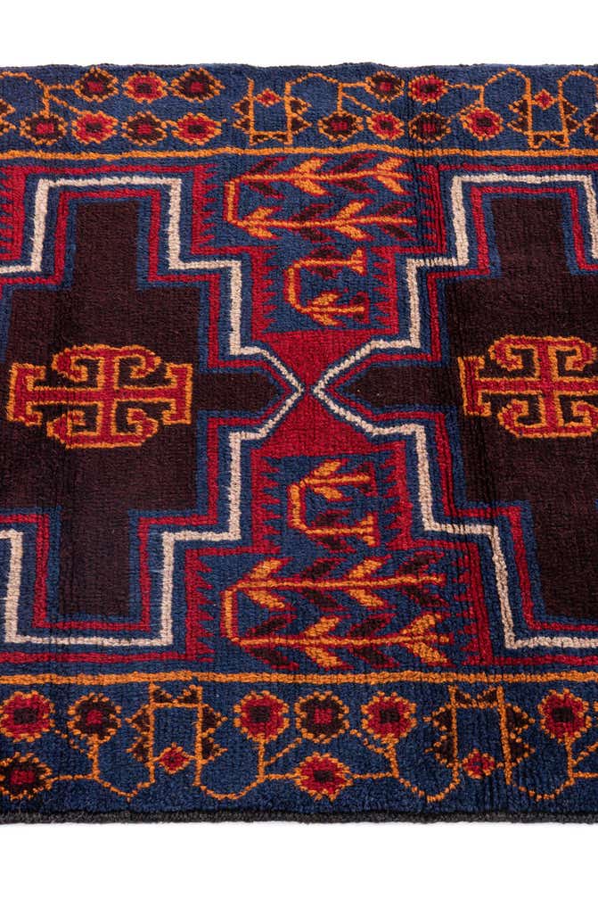3' x 4' 3 Hand Knotted Balouch Persian Wool Rug