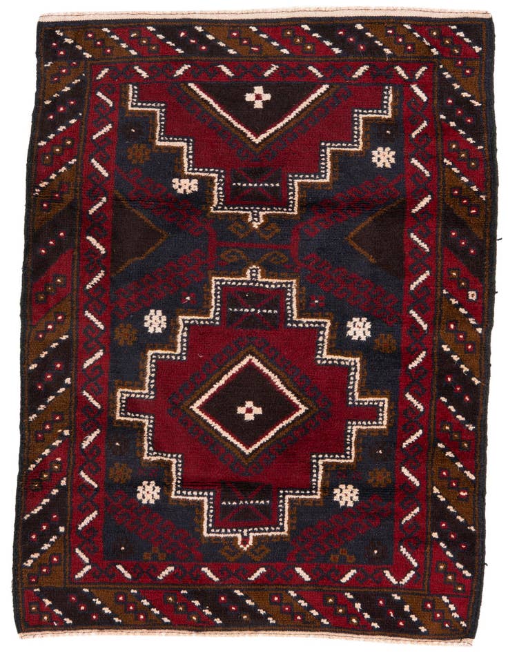 Detail image of 3' x 4' 8 Hand Knotted Balouch Persian Wool Rug