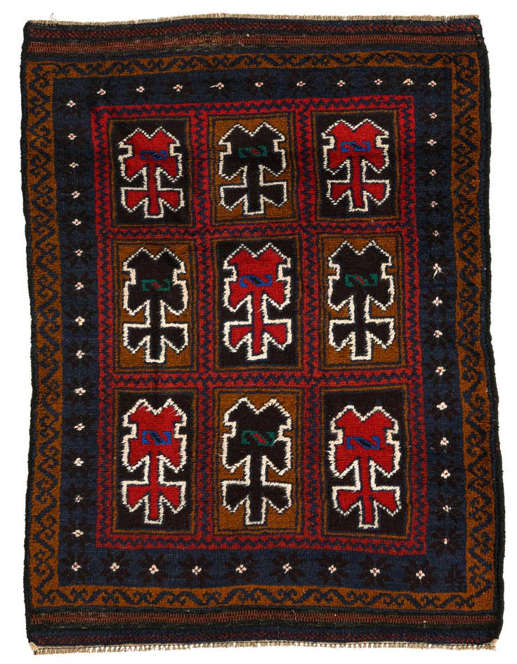 Detail image of 2' 10 x 4' 9 Hand Knotted Balouch Persian Wool Rug
