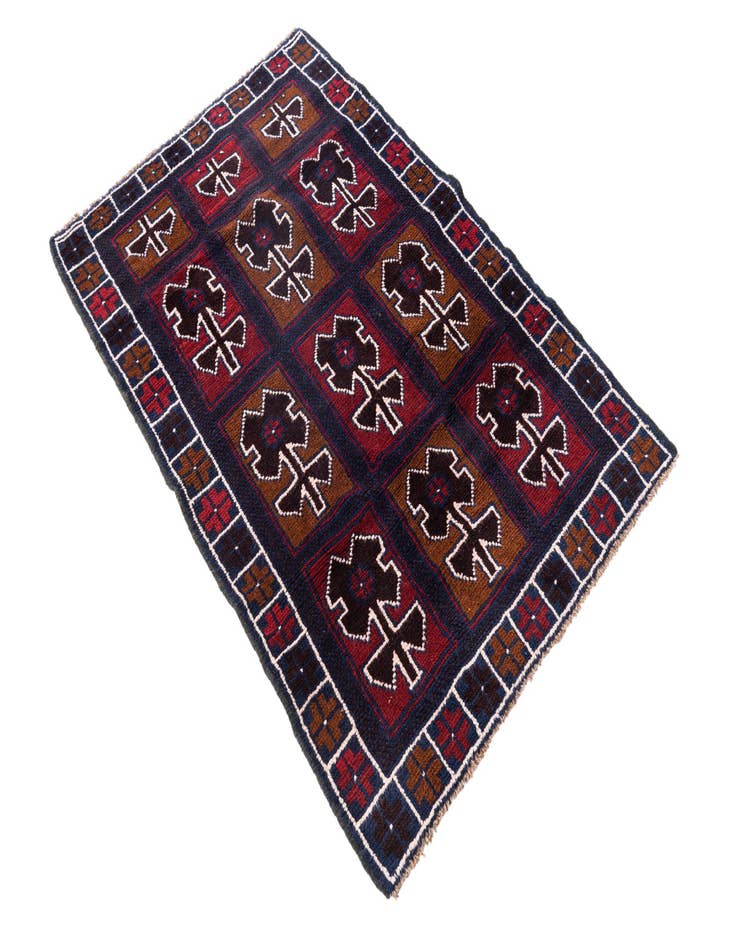 Detail image of 2' 10 x 4' 5  Hand Knotted Balouch Persian Wool Rug