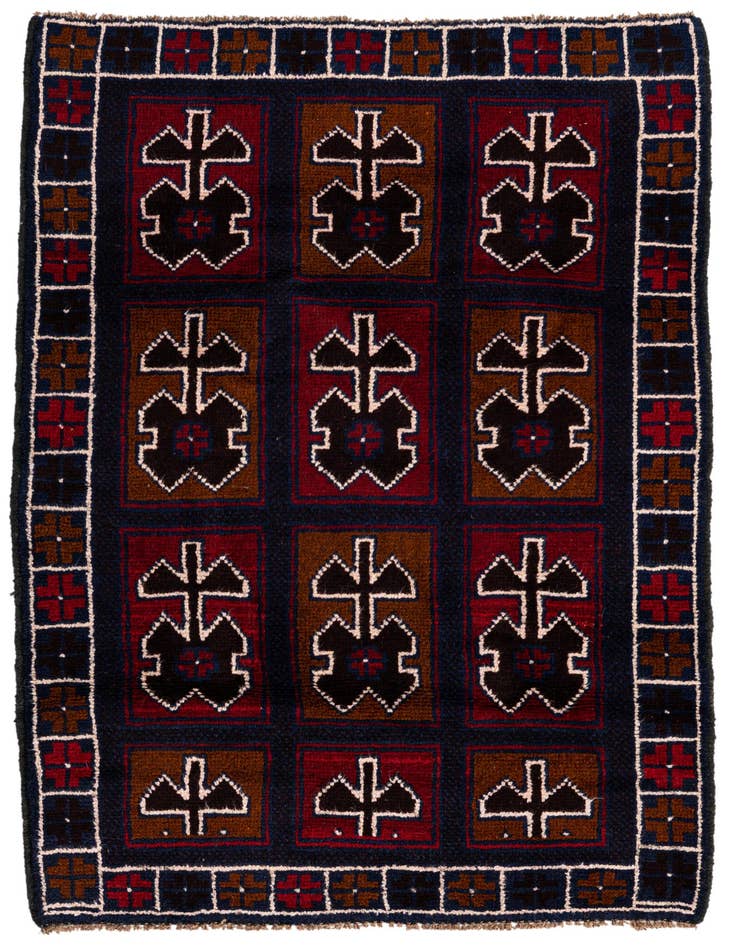 Detail image of 2' 10 x 4' 5 Hand Knotted Balouch Persian Wool Rug