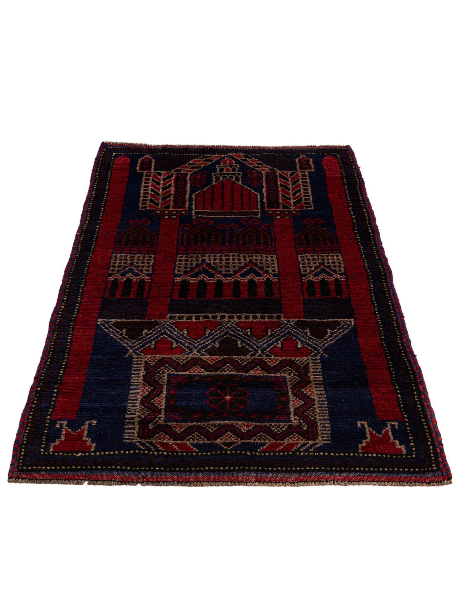 2' 9 x 4' 9 Hand Knotted Balouch Persian Wool Rug