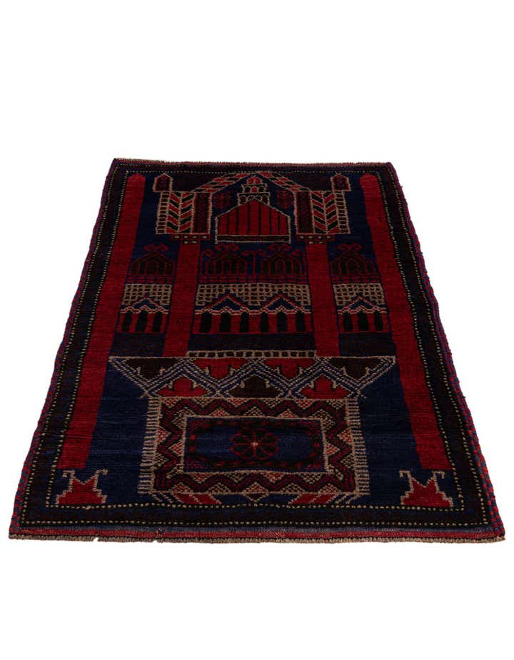 2' 9 x 4' 9 Hand Knotted Balouch Persian Wool Rug