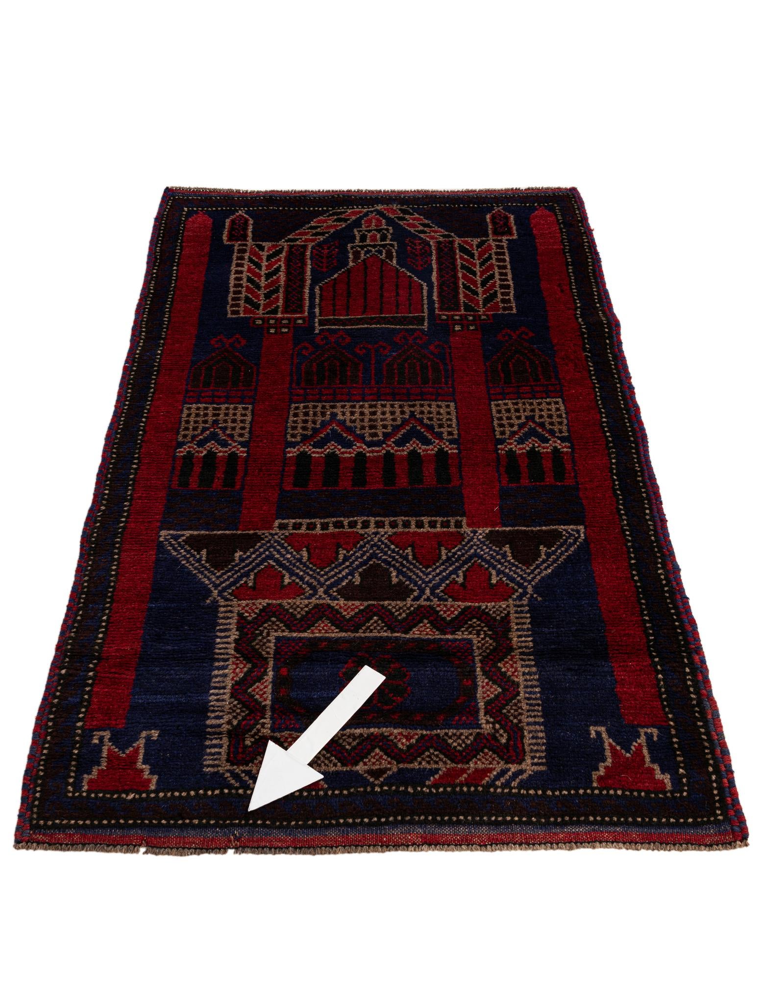2' 9 x 4' 9 Hand Knotted Balouch Persian Wool Rug