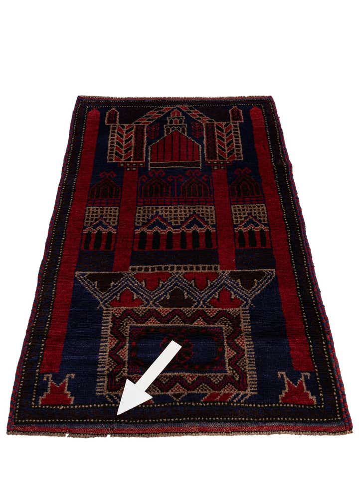 2' 9 x 4' 9 Hand Knotted Balouch Persian Wool Rug