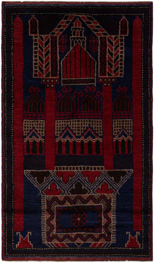 2' 9 x 4' 9 Hand Knotted Balouch Persian Wool Rug