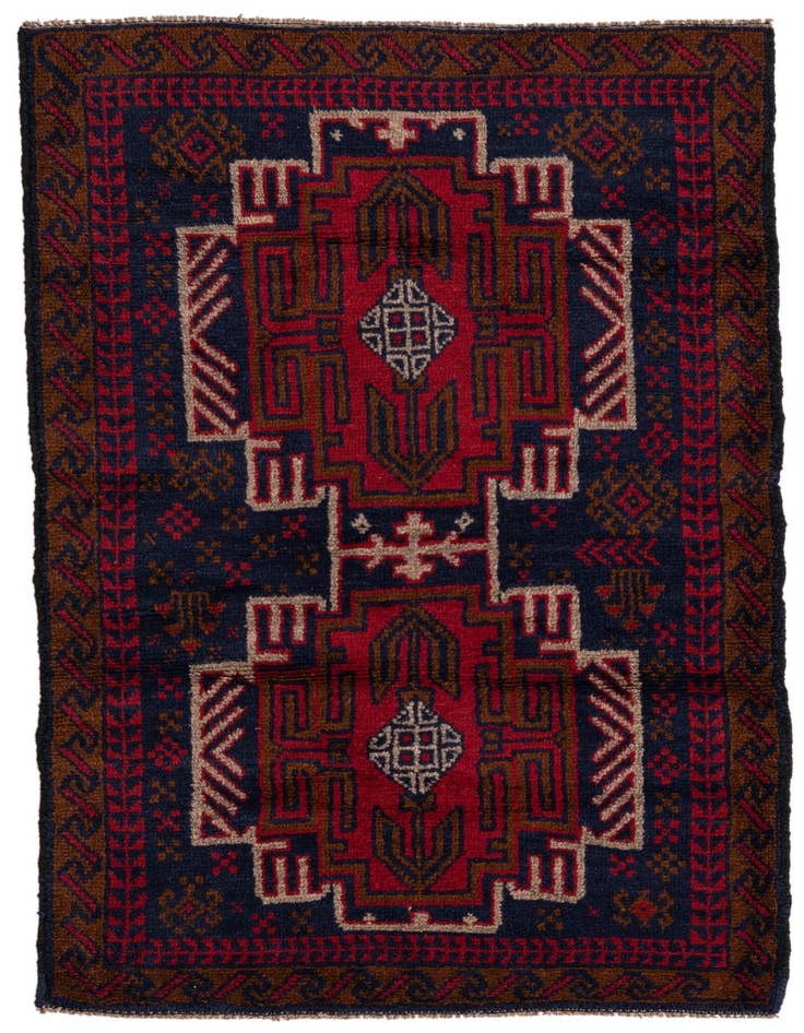 Detail image of 2' 10 x 4' 8 Hand Knotted Balouch Persian Wool Rug