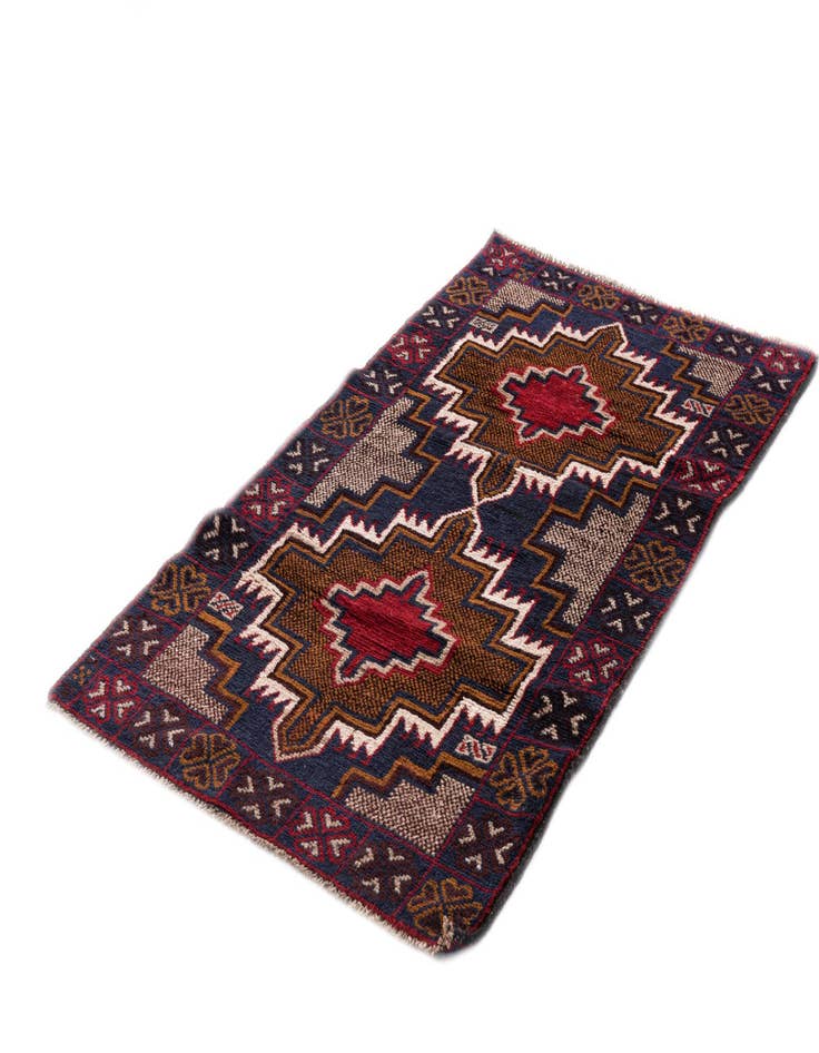 Detail image of 2' 10 x 4' 9 Hand Knotted Balouch Persian Wool Rug