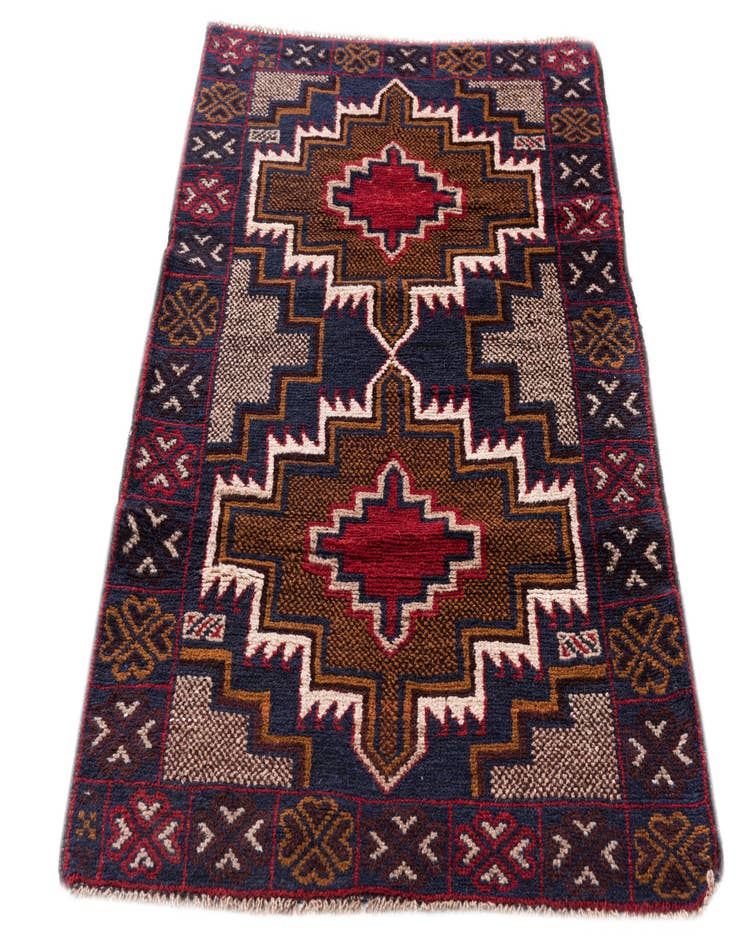 Detail image of 2' 10 x 4' 9 Hand Knotted Balouch Persian Wool Rug