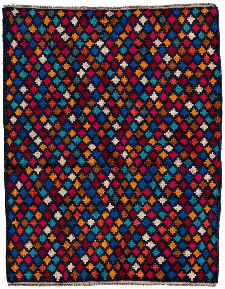 Detail image of 4' x 5' 10 Hand Knotted Balouch Wool Rug