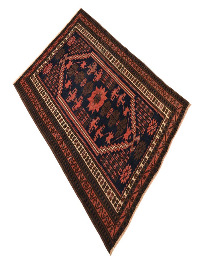 Detail image of 3' x 4' 5  Hand Knotted Balouch Persian Wool Rug