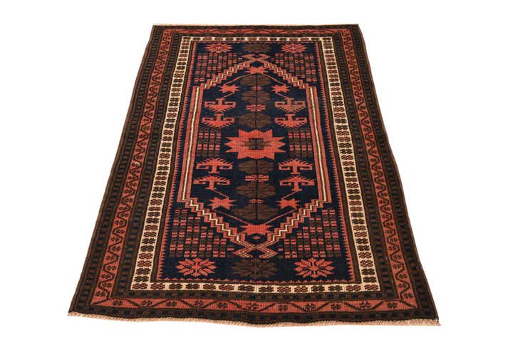 3' x 4' 5 Hand Knotted Balouch Persian Wool Rug