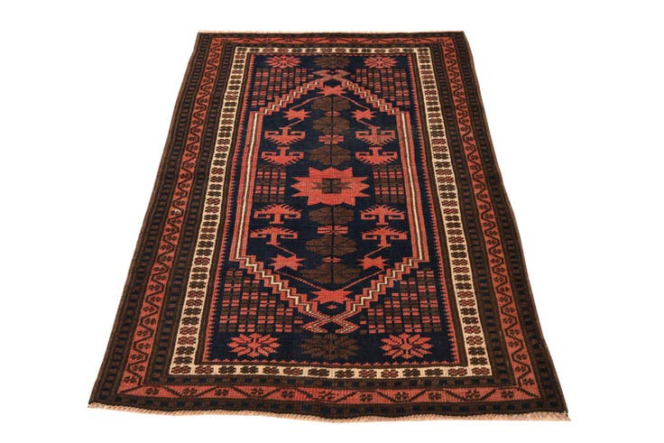Detail image of 3' x 4' 5 Hand Knotted Balouch Persian Wool Rug