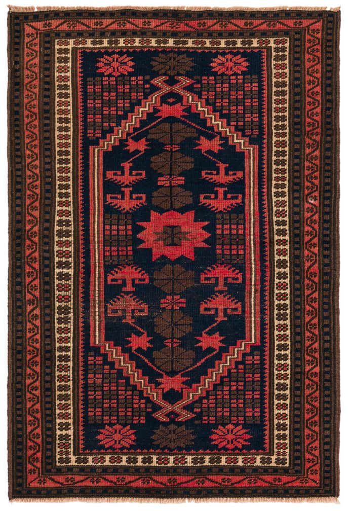 3' x 4' 5 Hand Knotted Balouch Persian Wool Rug