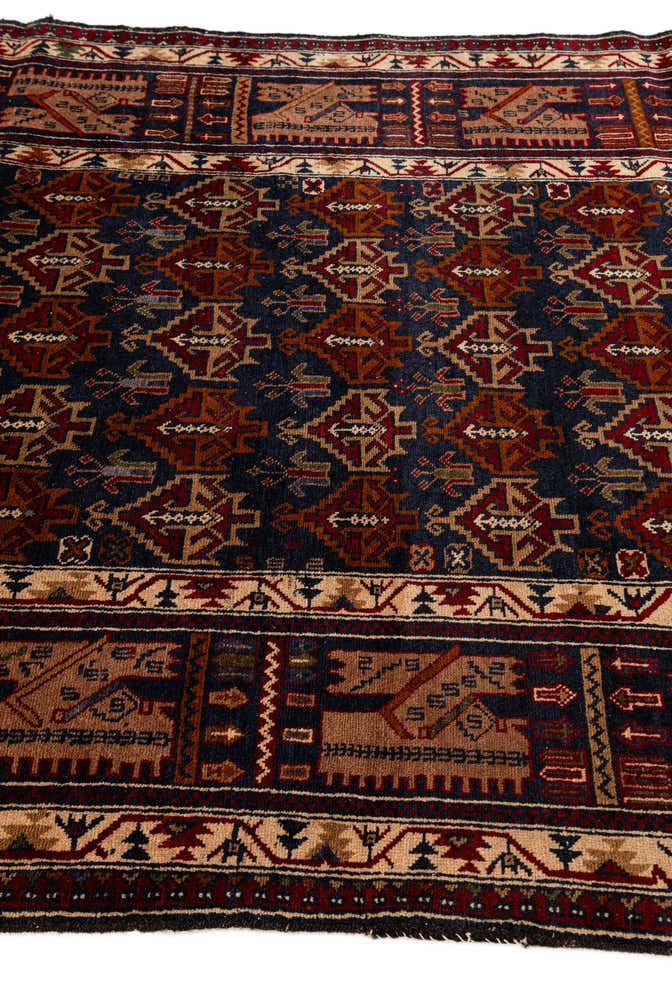 3' 9 x 6' 6 Hand Knotted Balouch Persian Wool Rug