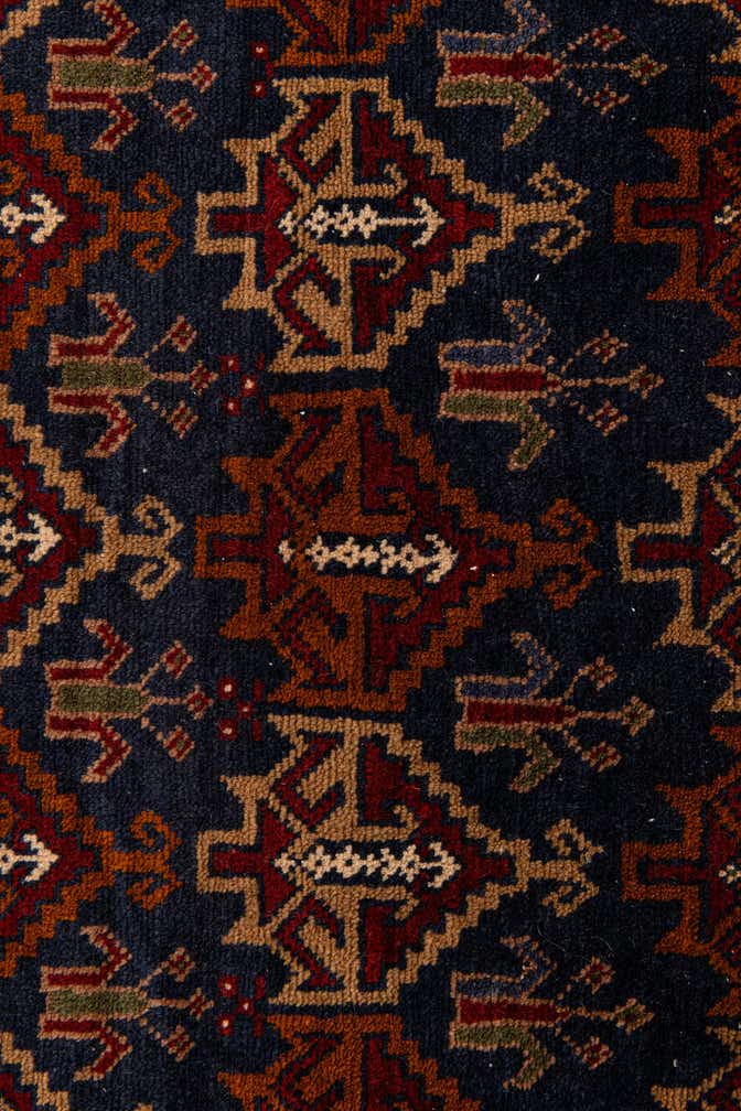 3' 9 x 6' 6 Hand Knotted Balouch Persian Wool Rug