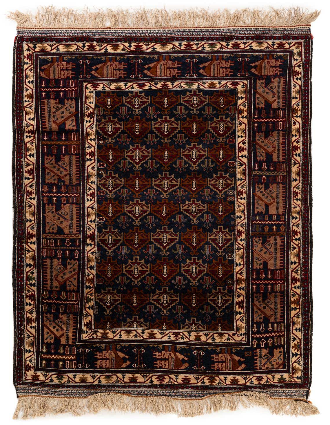 3' 9 x 6' 6 Hand Knotted Balouch Persian Wool Rug