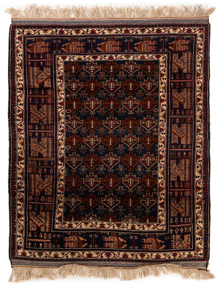 Detail image of 3' 9 x 6' 6 Hand Knotted Balouch Persian Wool Rug