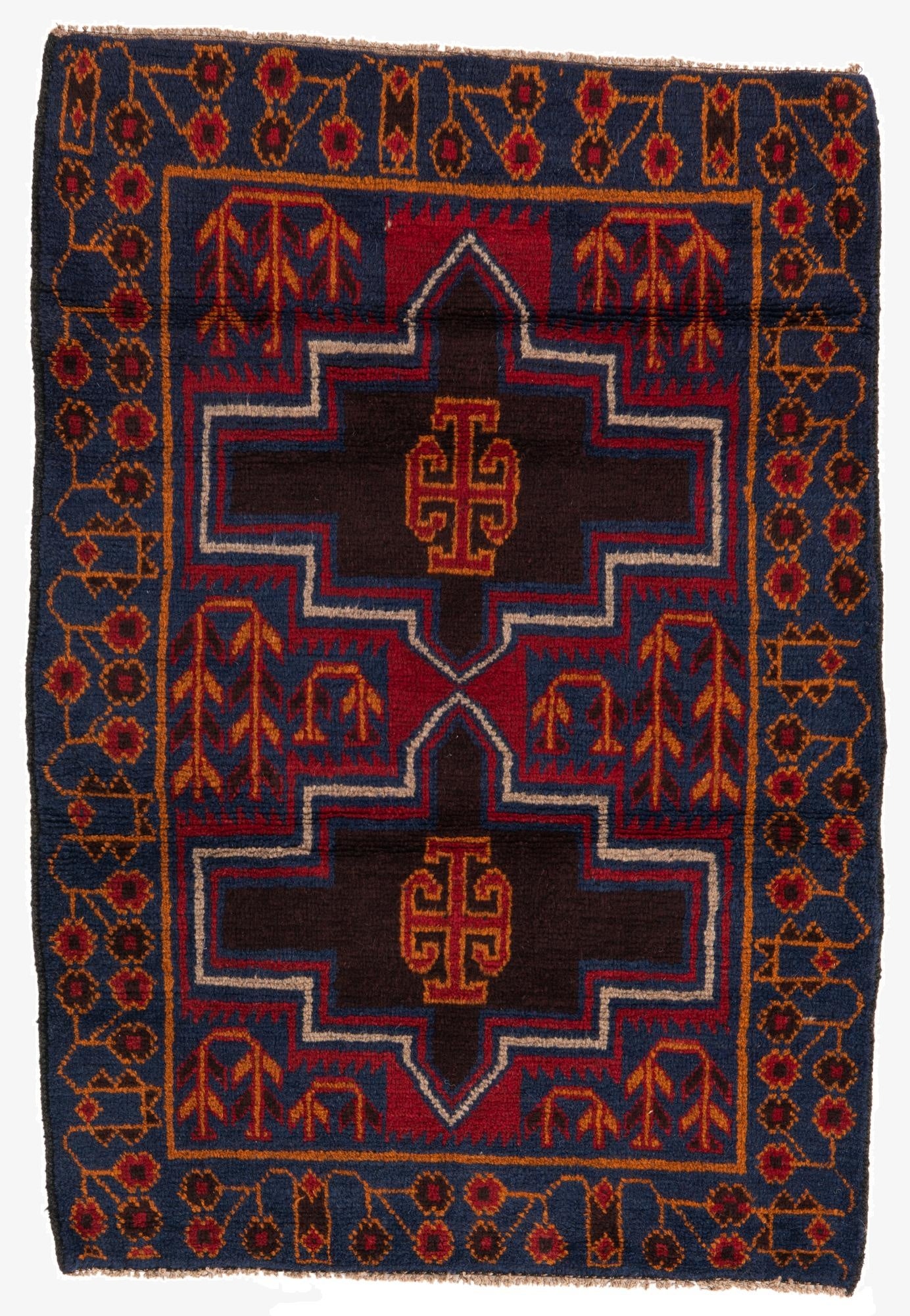 3' x 4' 3  Hand Knotted Balouch Persian Wool Rug