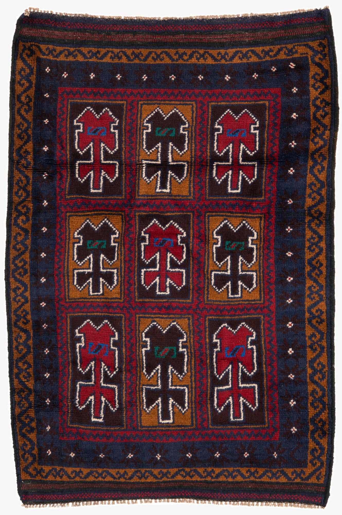 3' 2 x 4' 7  Hand Knotted Balouch Persian Wool Rug