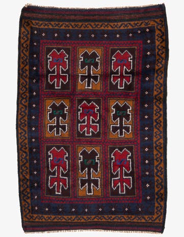 3' 2 x 4' 7 Hand Knotted Balouch Persian Wool Rug