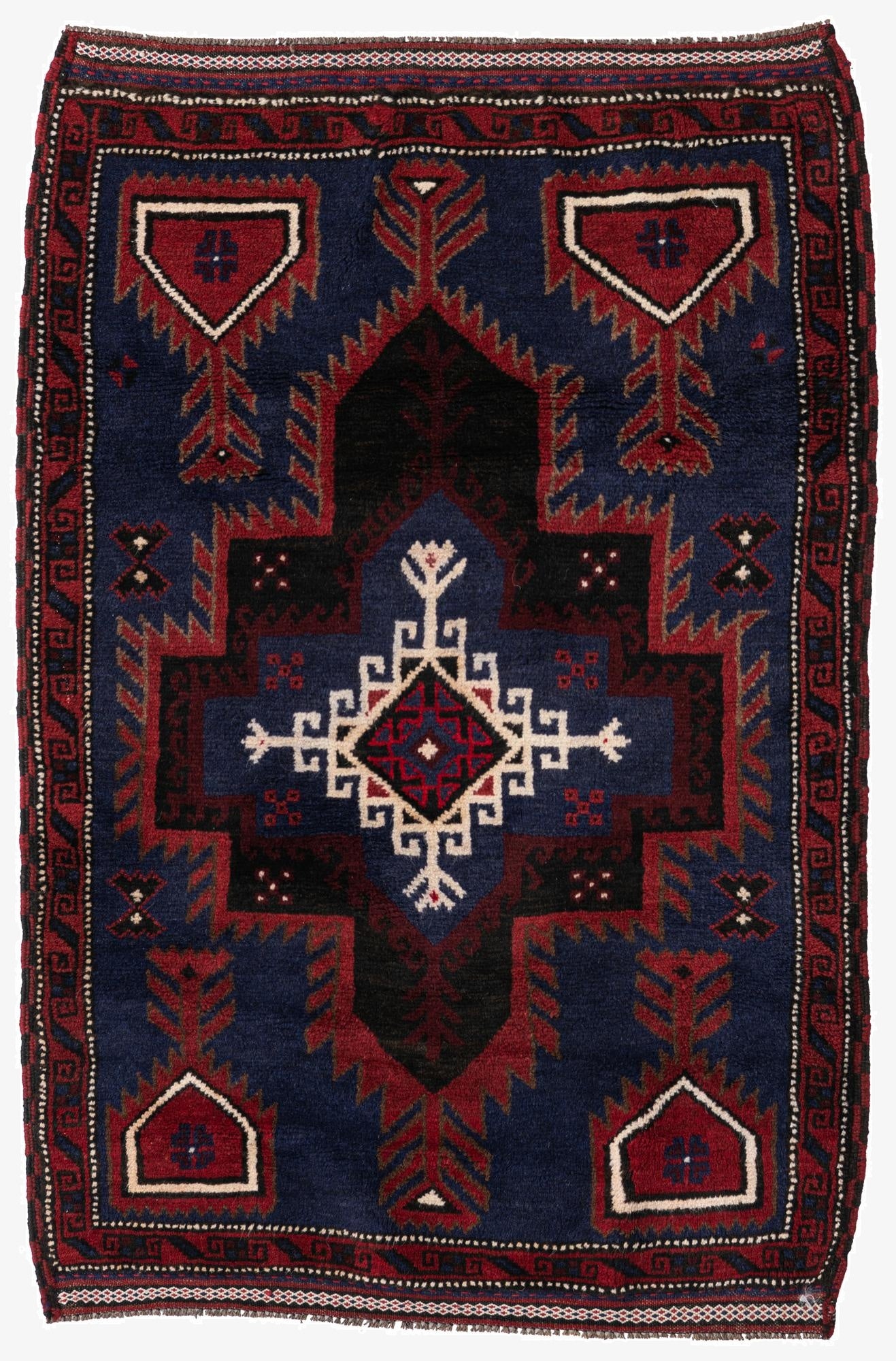 3' x 4' 6  Hand Knotted Balouch Persian Wool Rug