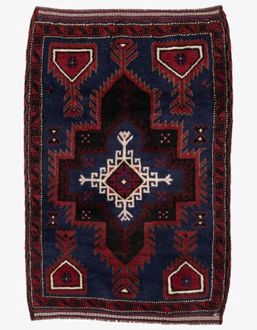 3' x 4' 6 Hand Knotted Balouch Persian Wool Rug