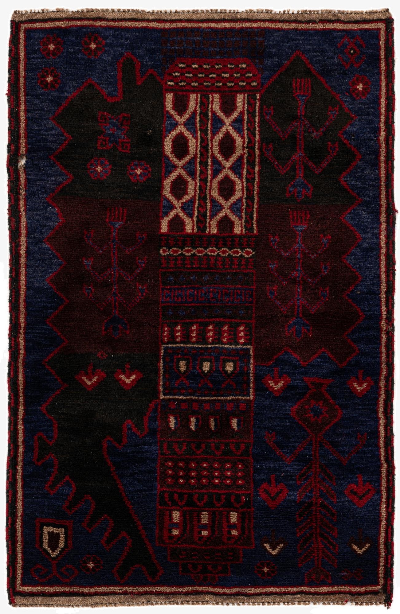 2' 10 x 4' 5  Hand Knotted Balouch Persian Wool Rug