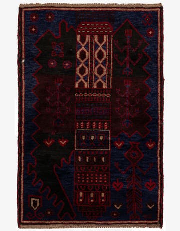 2' 10 x 4' 5 Hand Knotted Balouch Persian Wool Rug