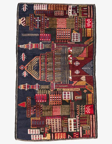 2' 9 x 4' 4 Hand Knotted Balouch Persian Wool Rug