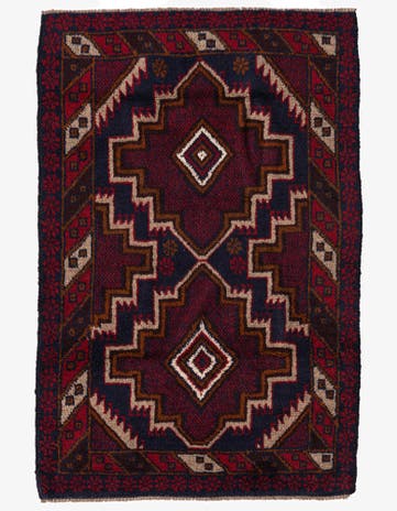 3' x 4' 5 Hand Knotted Balouch Persian Wool Rug